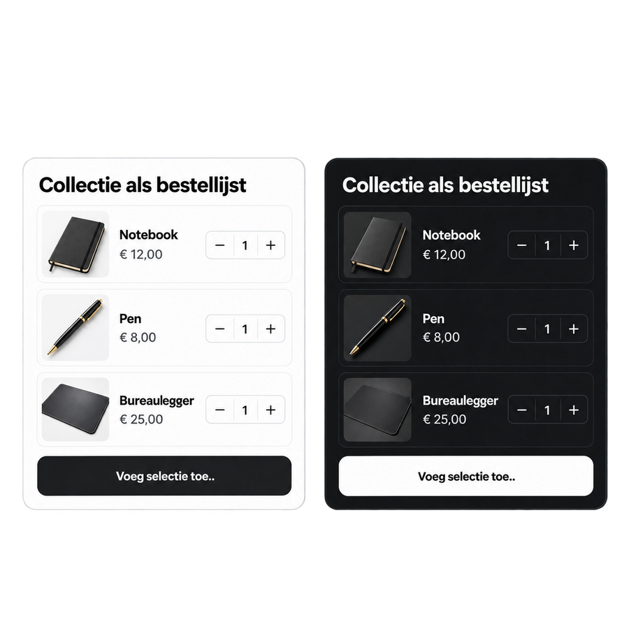 Collectie als bestellijst voor Shopify
