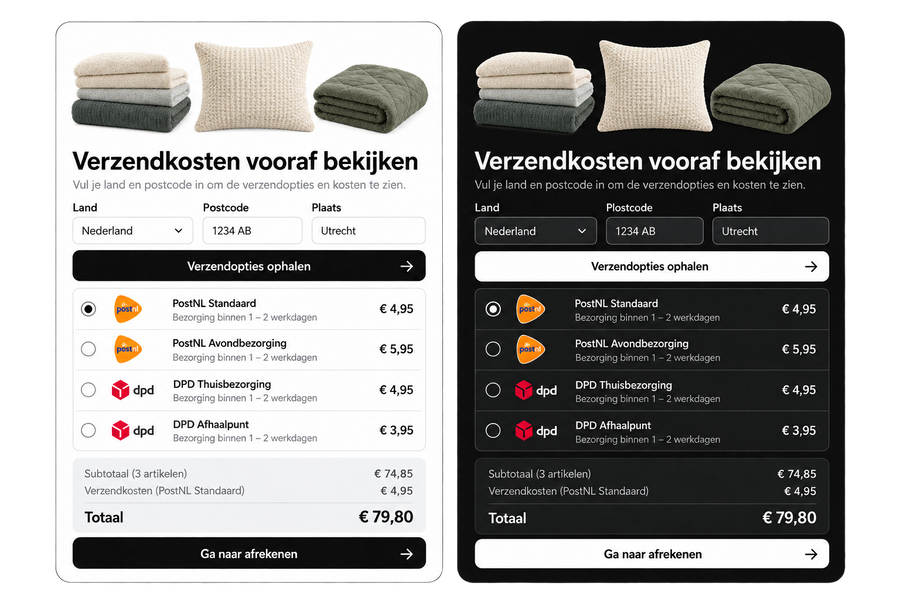 Verzendkosten vooraf bekijken voor Shopify