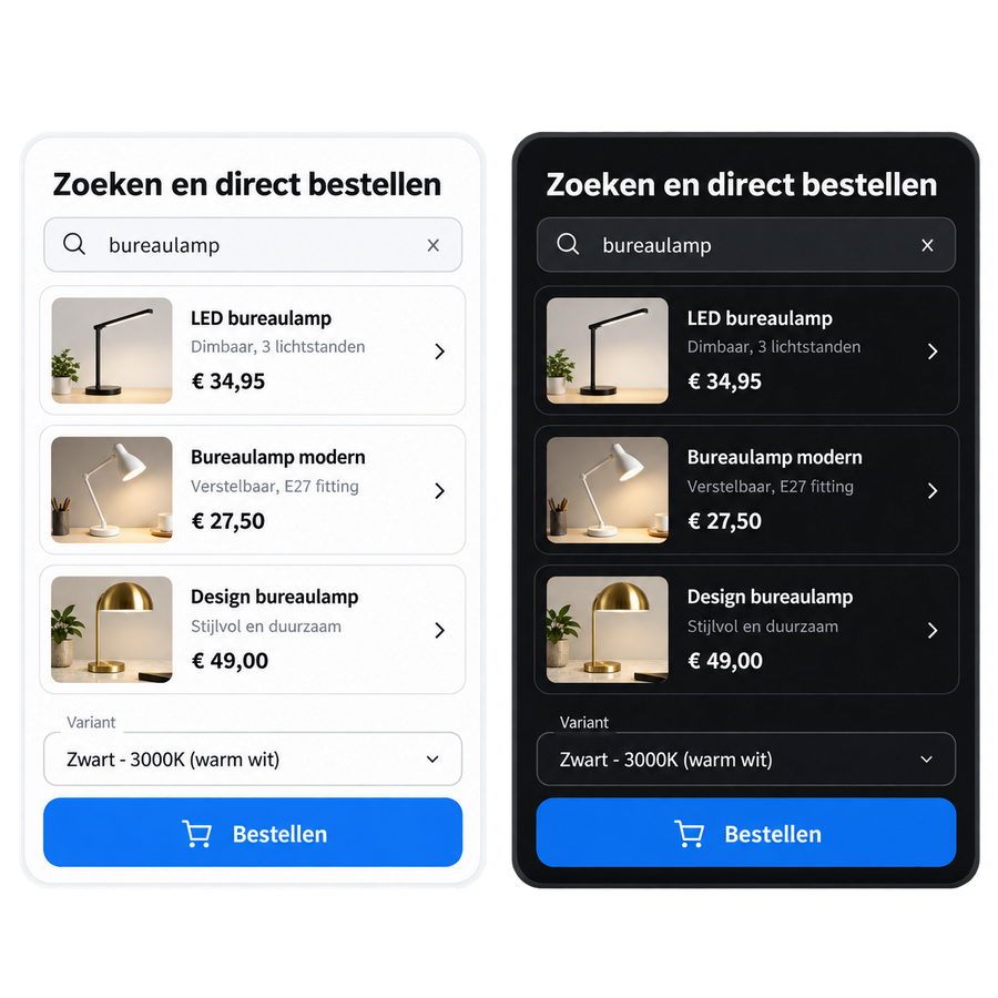 Zoeken en direct bestellen voor Shopify