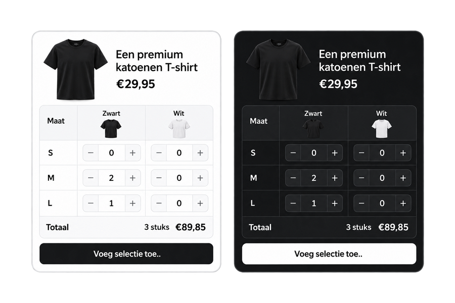 Meerdere varianten bestellen voor Shopify