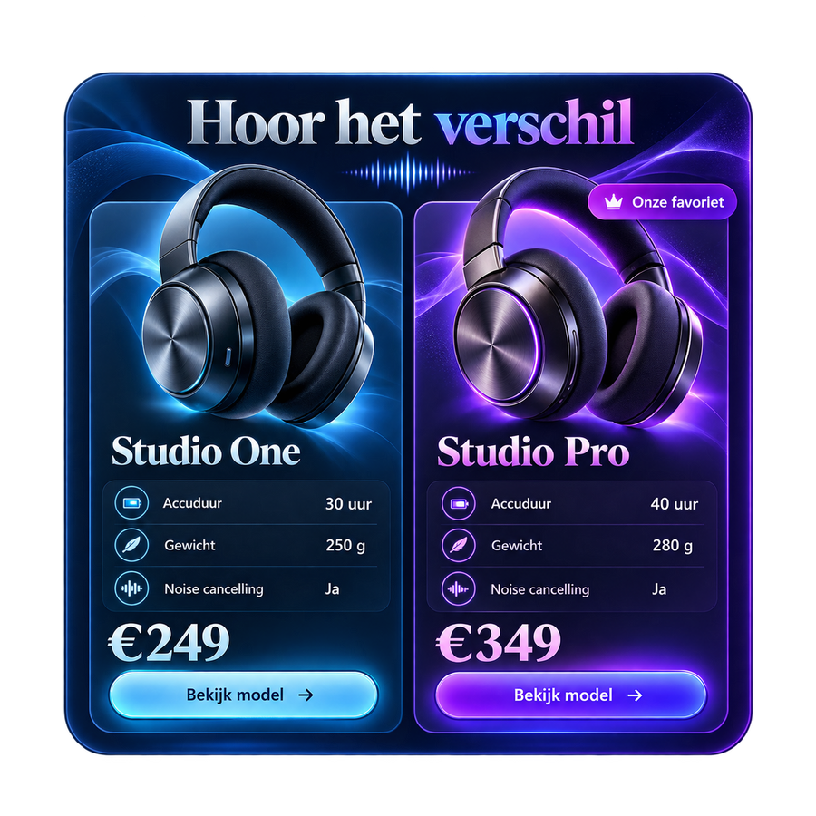 Uitgebreide productvergelijker voor Shopify — op maat